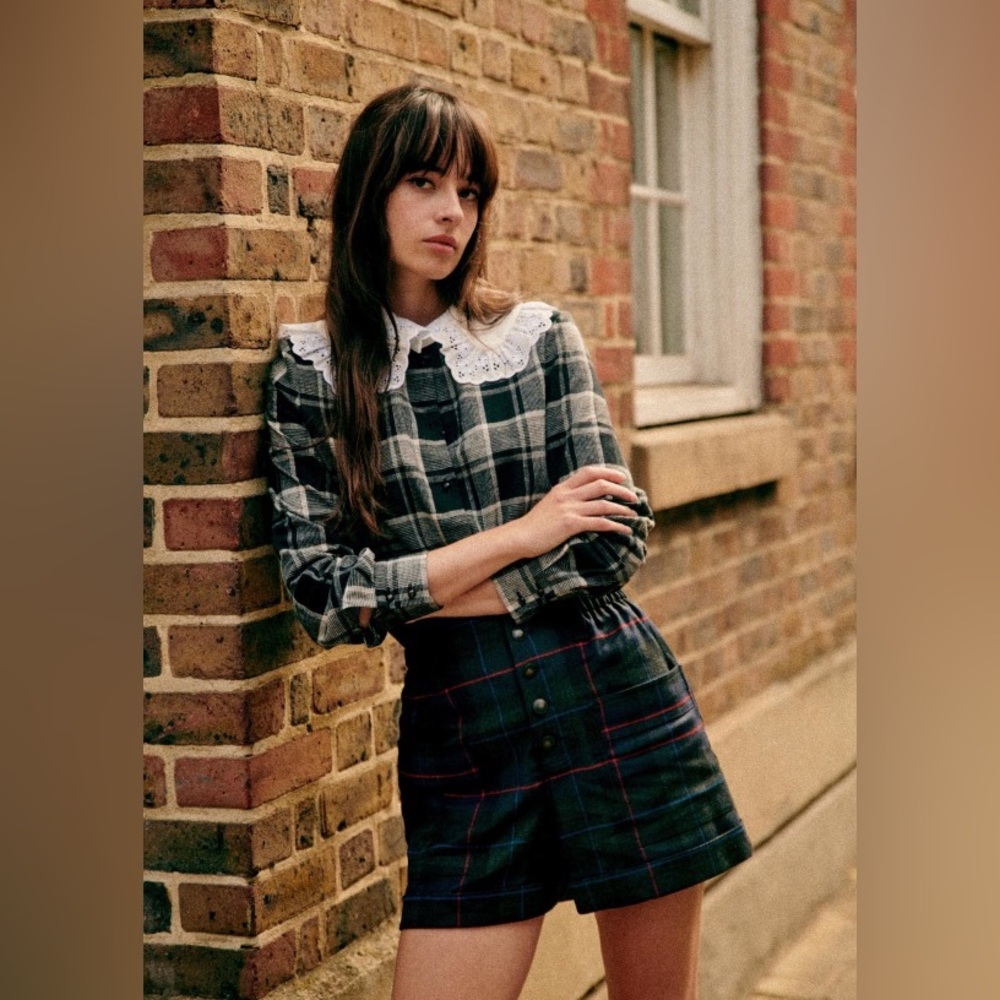 Sézane Phoebe Shirt in Washington Check FR 36 / US 4
